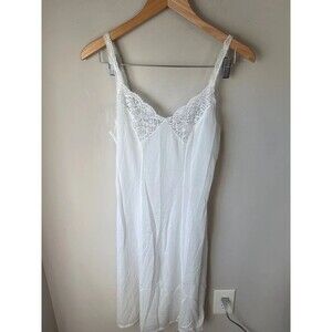 Vintage Olga White Nylon Lace Full Slip Size 32